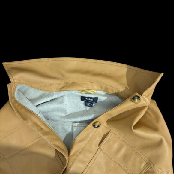 Anthropologie Maeve Faux Leather Camel/Tan Oversized Jacket Shirt NWOT - Picture 12 of 16